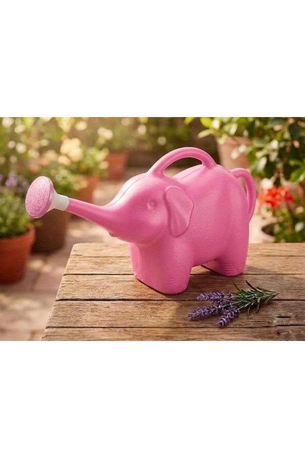 2 LT PEMBE Fil Şekilli Başlıklı Bahçe Sulama Kabı