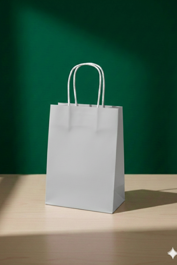  31x12x41 GRİ Renkli Karton Çanta 25 Li Beyaz Sap