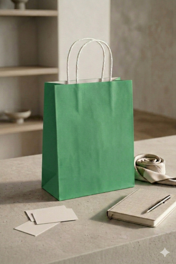  31x12x41 YEŞİL Renkli Karton Çanta 25 Li Beyaz Sap