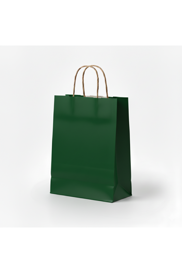 25x12x31 KOYU YEŞİL Renk Karton Çanta 25 Li KAHVE Sap